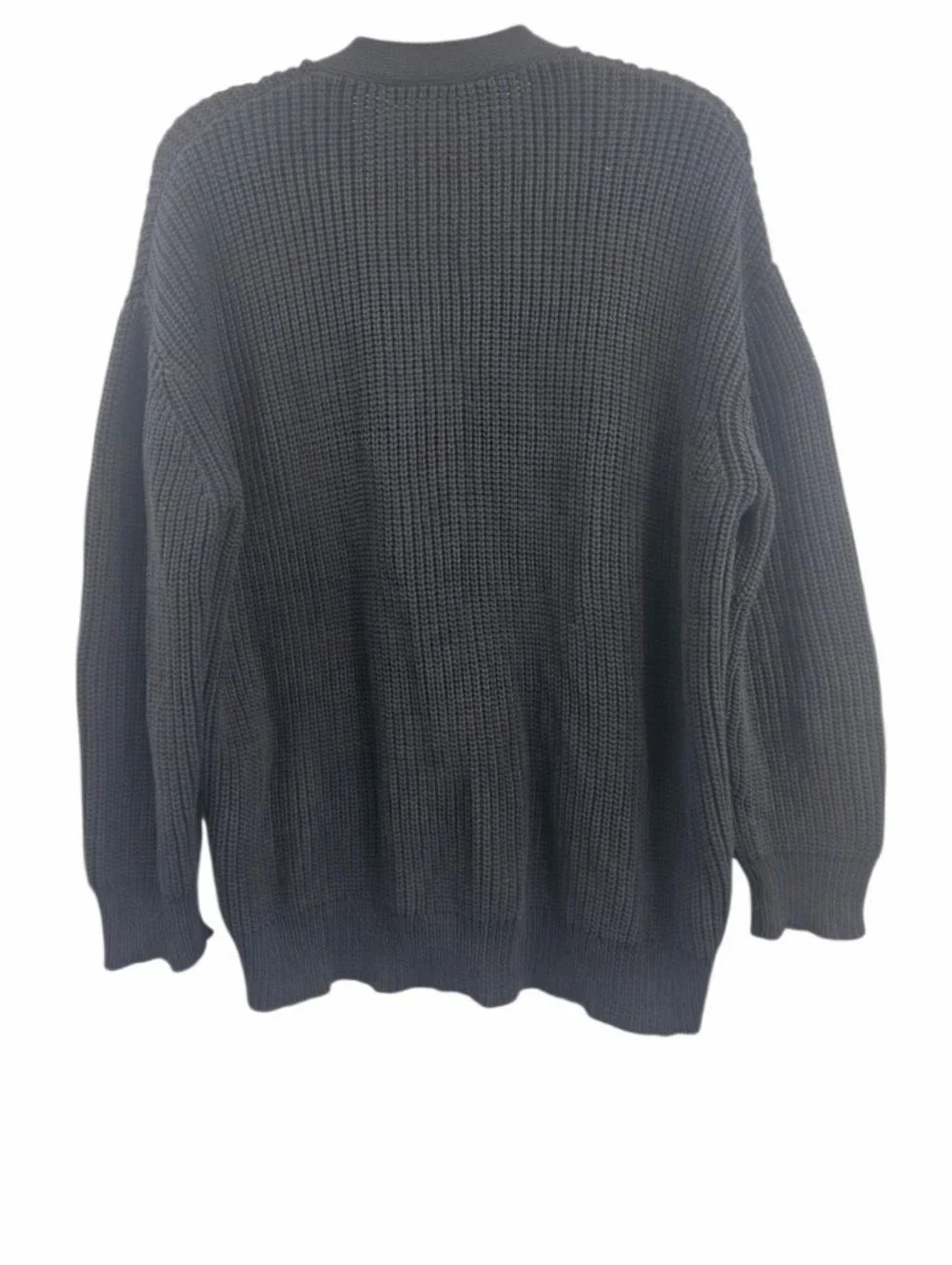 Jenni Kayne Cocoon Cardigan Button Sweater Black Ribbed Cotton